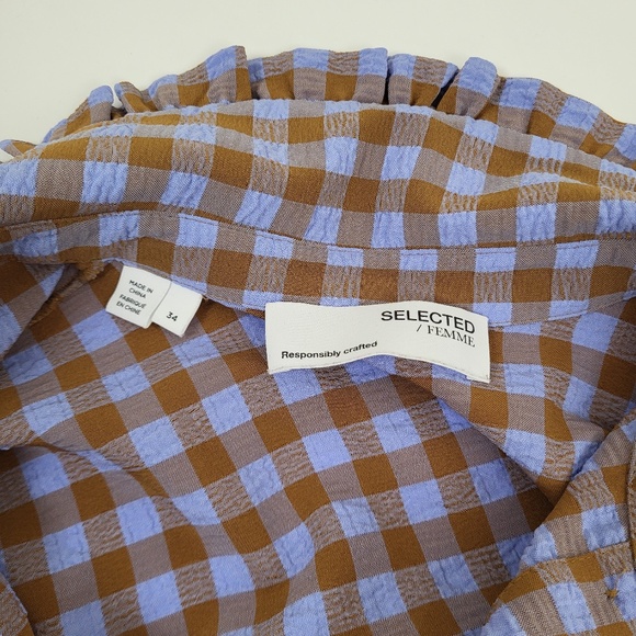 Vintage Periwinkle and Brown Checkered Mini Dress - Picture 11 of 14